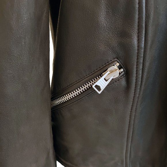 All Saints Lewin Leather Biker Jacket in Black, Size US 4 Small - Picture 8 of 16